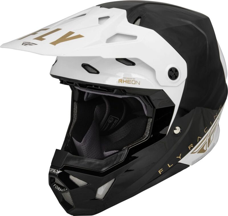 Capacete FLY RACING Formula CP Rush - Preto/Branco/Ouro