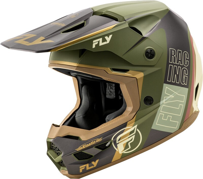 Capacete FLY RACING Kinetic Rally - Matte Moss Grey/Cáqui/Off-White