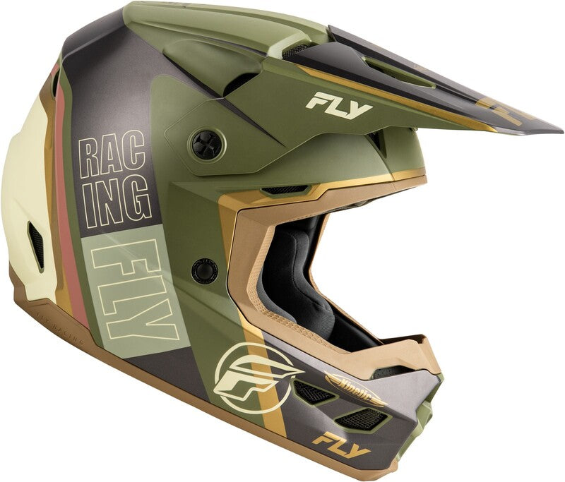 Capacete FLY RACING Kinetic Rally - Matte Moss Grey/Cáqui/Off-White